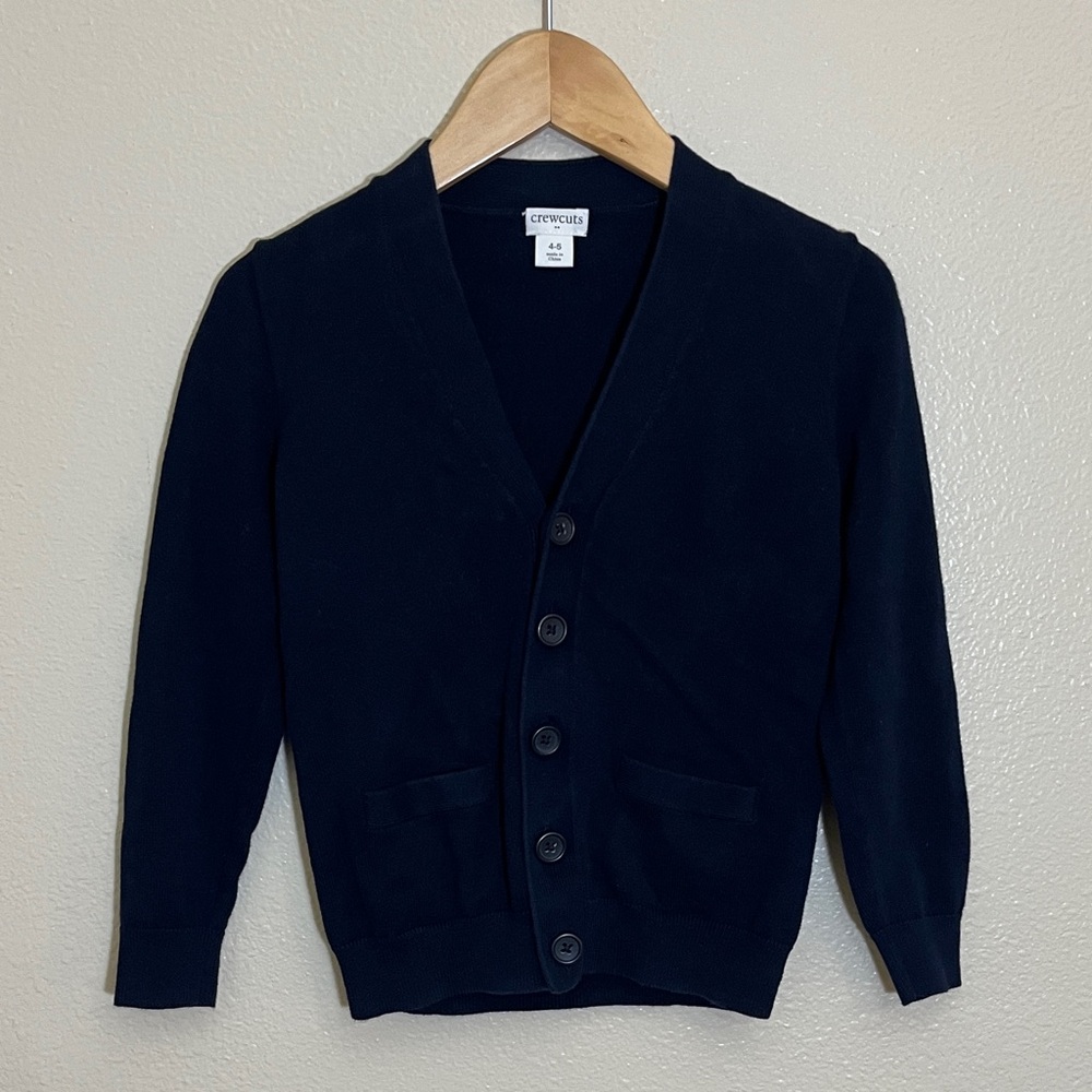 Crewcuts Navy Cotton Button Cardigan Sweater